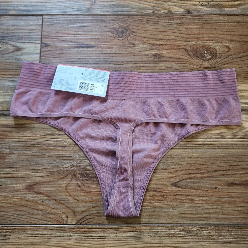 Jockey Seamless Thong Panty Womens XXL Mauve Modal Stretch NEW